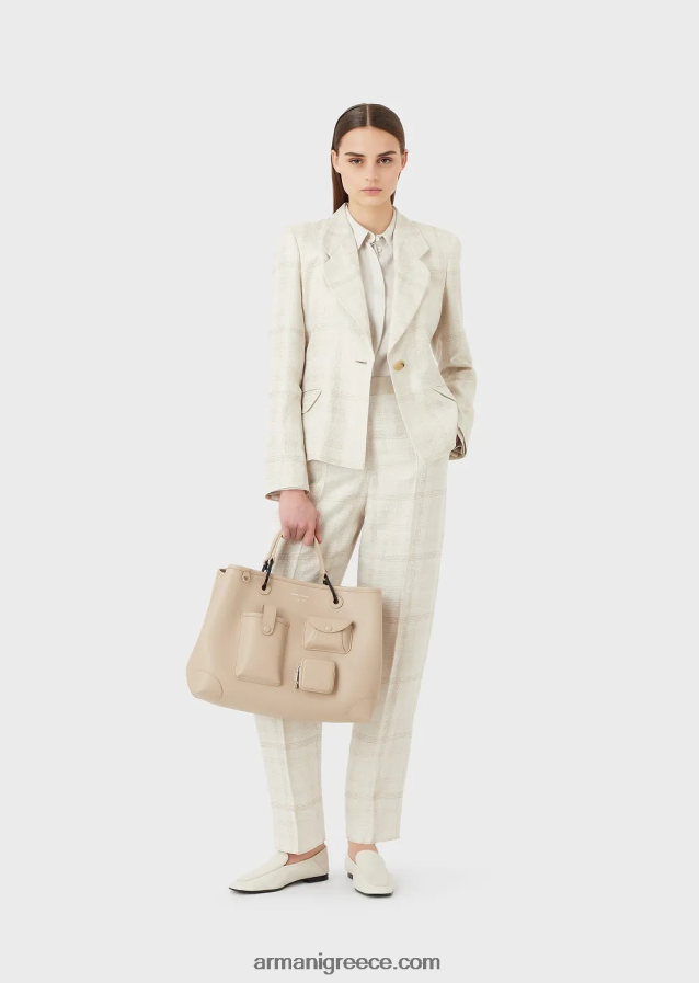 γυναίκες Armani Πουκάμισο από ζακάρ ζακάρ φρουά με μείγμα από cupro 4046R6373 ανοιχτό γκρι