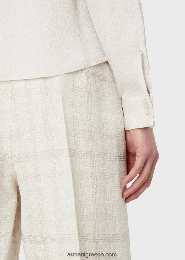 γυναίκες Armani Πουκάμισο από ζακάρ ζακάρ φρουά με μείγμα από cupro 4046R6373 ανοιχτό γκρι
