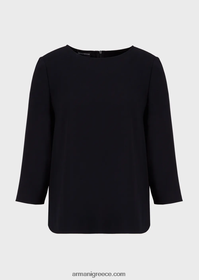 γυναίκες Armani μπλούζα envers-σατινέ με μανίκια 3/4 4046R6388 ναυτικό μπλε