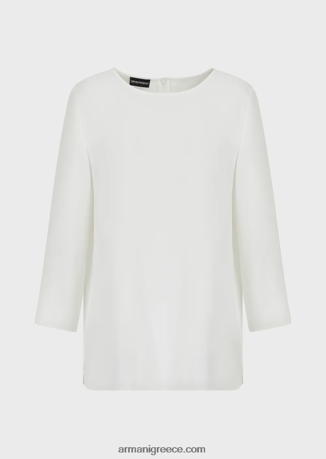 γυναίκες Armani μπλούζα envers-σατινέ με μανίκια 3/4 4046R6389 άσπρο
