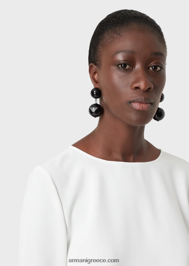 γυναίκες Armani μπλούζα envers-σατινέ με μανίκια 3/4 4046R6389 άσπρο
