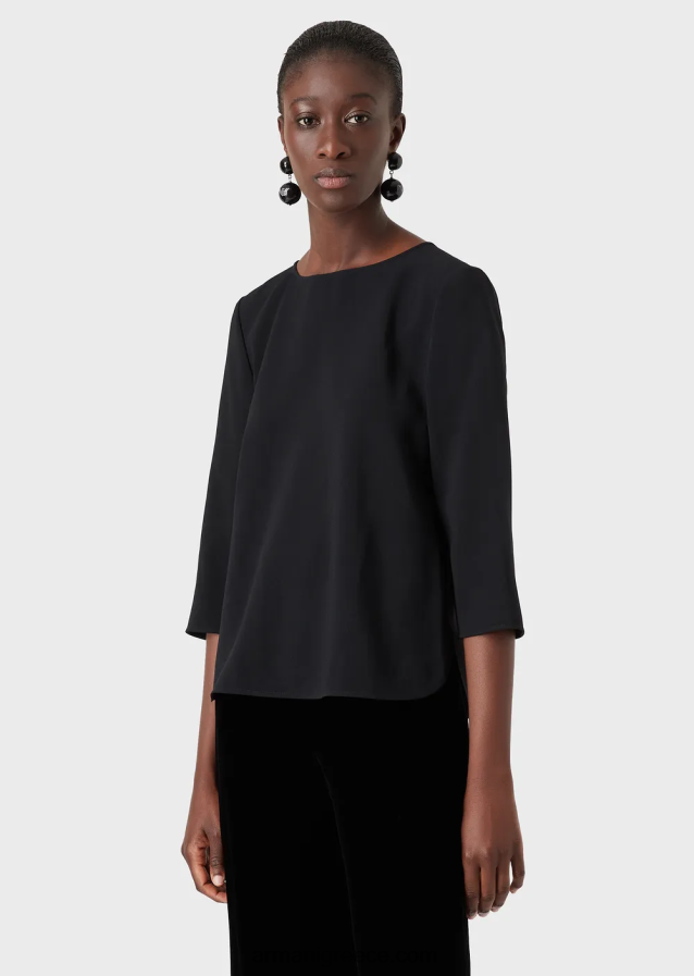 γυναίκες Armani μπλούζα envers-σατινέ με μανίκια 3/4 4046R6390 μαύρος