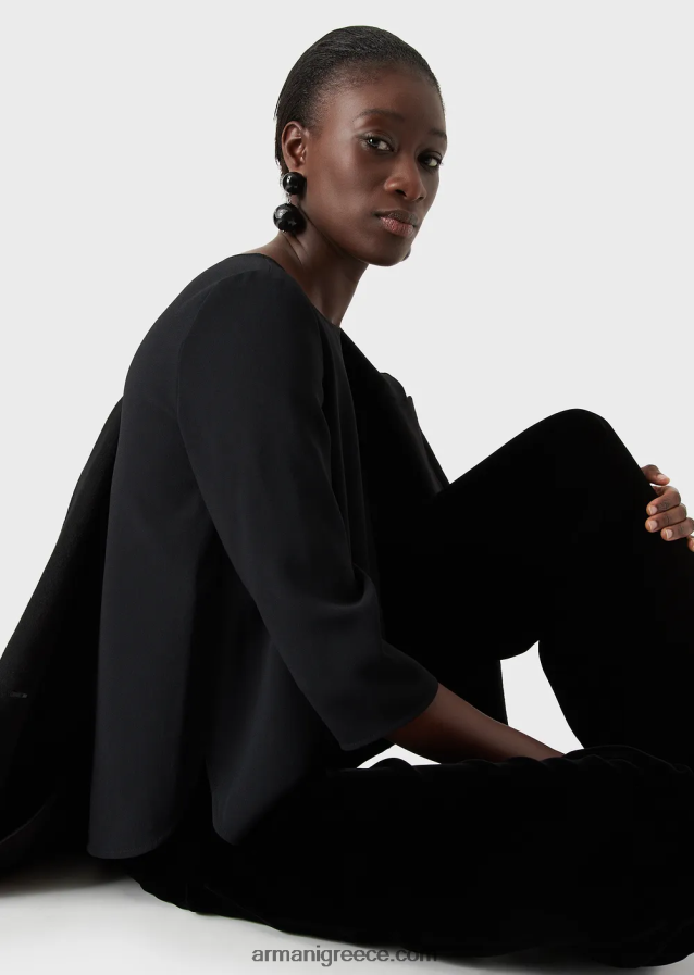 γυναίκες Armani μπλούζα envers-σατινέ με μανίκια 3/4 4046R6390 μαύρος
