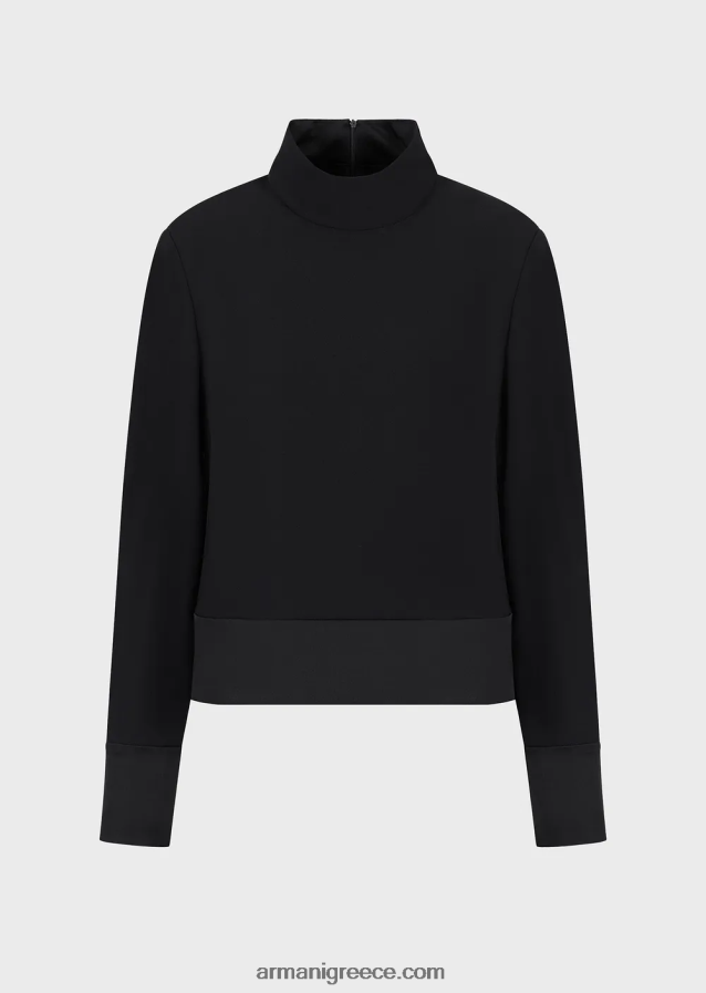 γυναίκες Armani Μπλούζα με λαιμόκοψη σε σατέν envers 4046R6365 μαύρος