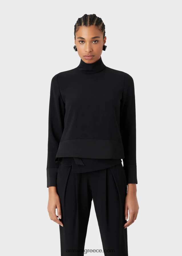 γυναίκες Armani Μπλούζα με λαιμόκοψη σε σατέν envers 4046R6365 μαύρος
