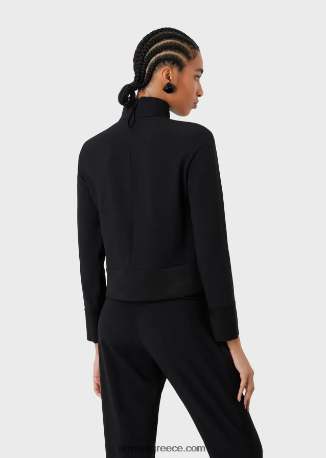 γυναίκες Armani Μπλούζα με λαιμόκοψη σε σατέν envers 4046R6365 μαύρος