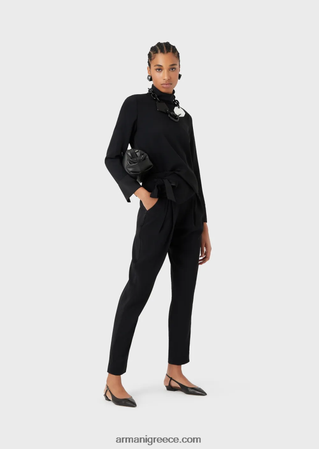 γυναίκες Armani Μπλούζα με λαιμόκοψη σε σατέν envers 4046R6365 μαύρος