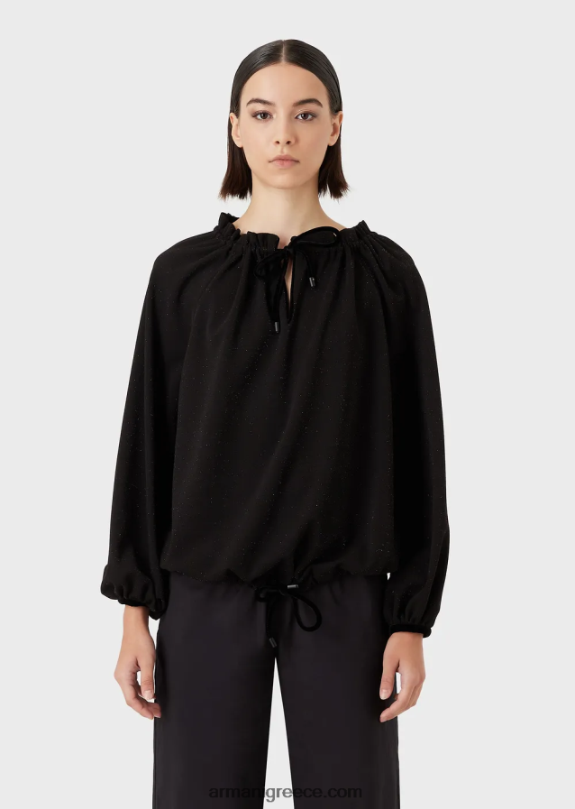 γυναίκες Armani jumper lurex με κορδόνι περίσφιξης 4046R6362 μαύρος