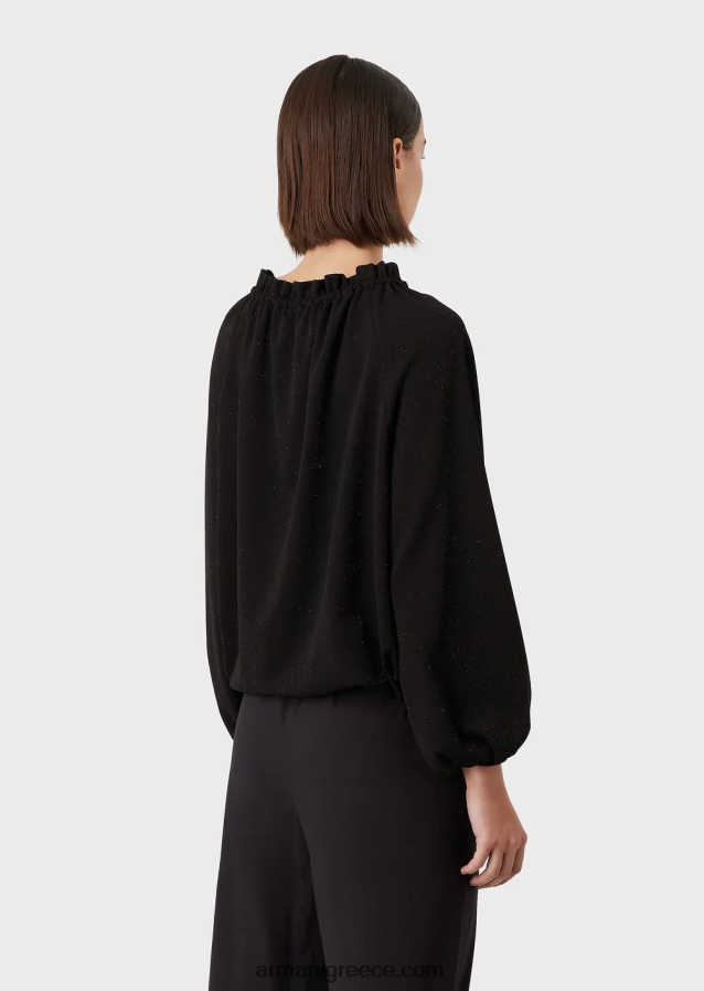 γυναίκες Armani jumper lurex με κορδόνι περίσφιξης 4046R6362 μαύρος