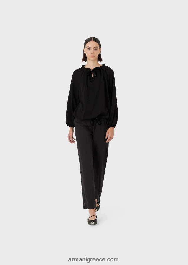 γυναίκες Armani jumper lurex με κορδόνι περίσφιξης 4046R6362 μαύρος