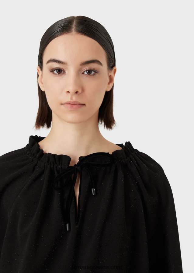 γυναίκες Armani jumper lurex με κορδόνι περίσφιξης 4046R6362 μαύρος