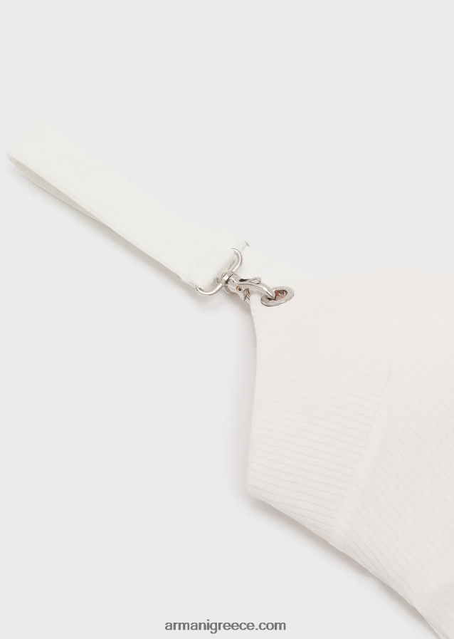 γυναίκες Armani ολόσωμο μαγιό λύκρα με επένδυση με ραβδώσεις 4046R610 άσπρο