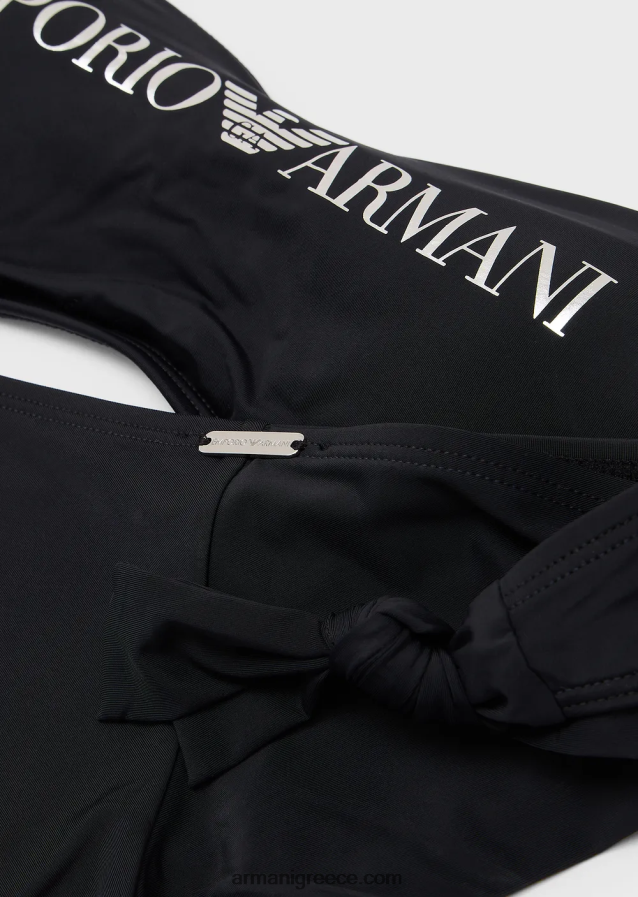 γυναίκες Armani ανακυκλωμένο νάιλον μπαντό μπικίνι με λογότυπο 4046R61 μαύρος