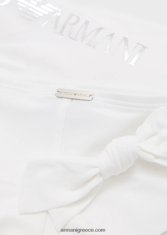 γυναίκες Armani ανακυκλωμένο νάιλον μπαντό μπικίνι με λογότυπο 4046R62 άσπρο