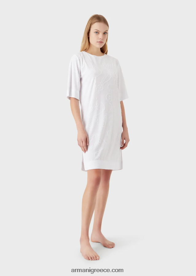 γυναίκες Armani Φόρεμα παραλίας ζέρσεϊ ζακάρ logomania 4046R619 άσπρο