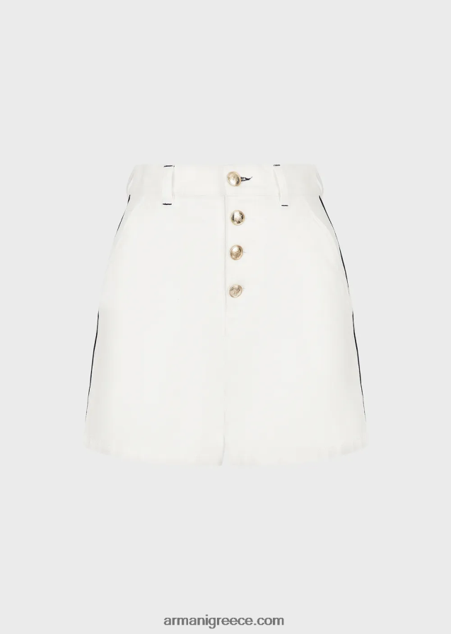 γυναίκες Armani ψηλόμεσο σορτς από ύφασμα ταύρου με σωλήνες 4046R62761 άσπρο