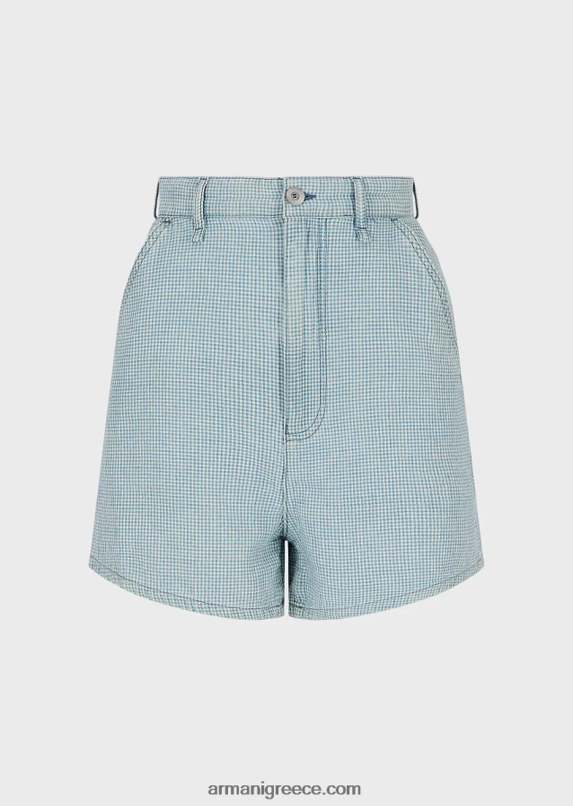 γυναίκες Armani ψηλόμεσο σορτς σε τζιν τζίνι 4046R62762 καρό ύφασμα