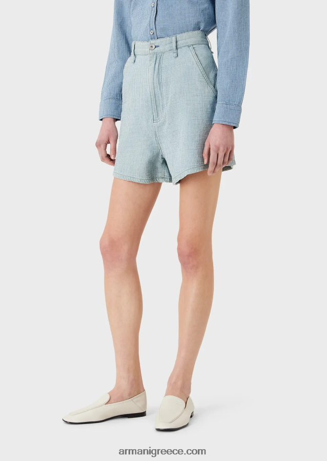 γυναίκες Armani ψηλόμεσο σορτς σε τζιν τζίνι 4046R62762 καρό ύφασμα