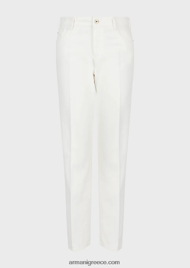 γυναίκες Armani j04 τζιν με μεσαία μέση, ίσιο πόδι από ύφασμα ταύρου βαμμένο με ρούχο 4046R62745 άσπρο