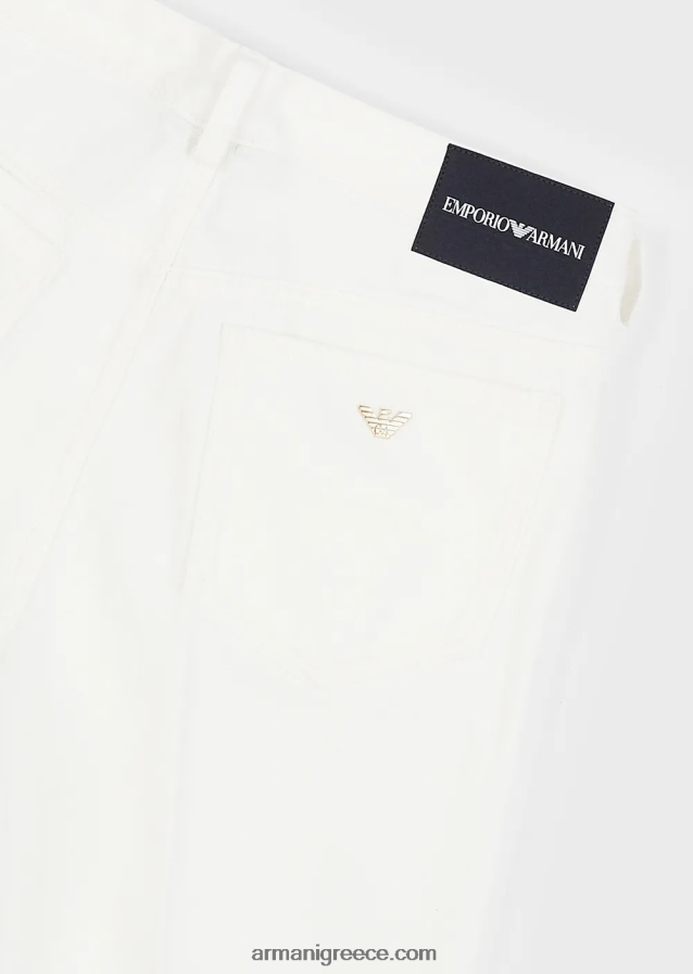 γυναίκες Armani j04 τζιν με μεσαία μέση, ίσιο πόδι από ύφασμα ταύρου βαμμένο με ρούχο 4046R62745 άσπρο