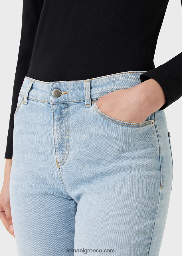 γυναίκες Armani j18 τζιν με ψηλόμεσο κοκαλιάρικο τζιν 4046R62754 γαλάζιο