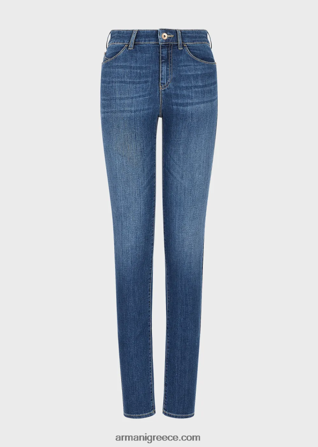 γυναίκες Armani j18 ψηλόμεσο, στενό τζιν σε τζιν τεντσελ 4046R62755 σκούρο μπλε
