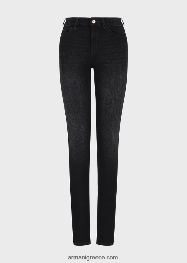 γυναίκες Armani j18 ψηλόμεσο, στενό τζιν σε τζιν τεντσελ 4046R62756 μαύρος