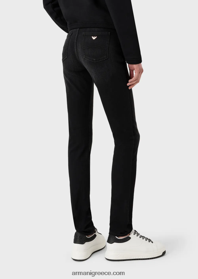 γυναίκες Armani j18 ψηλόμεσο, στενό τζιν σε τζιν τεντσελ 4046R62756 μαύρος
