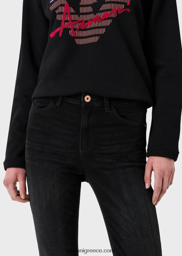 γυναίκες Armani j18 ψηλόμεσο, στενό τζιν σε τζιν τεντσελ 4046R62756 μαύρος