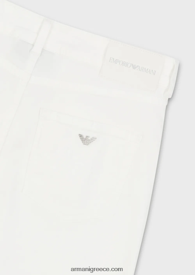 γυναίκες Armani j18 ψηλόμεσο κοκαλιάρικο παντελόνι σε τζιν άνεσης βαμμένο με ορυκτό ρούχο 4046R62757 άσπρο