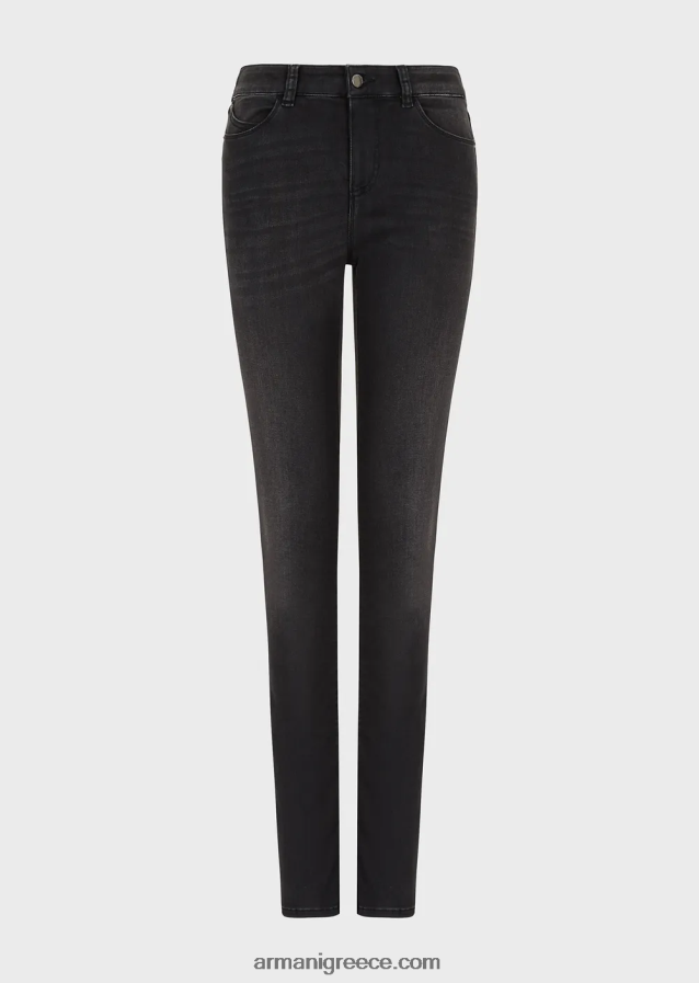 γυναίκες Armani j18 τζιν τζιν με ψηλόμεσο και στενό πέτρινο τζιν 4046R62772 μαύρος