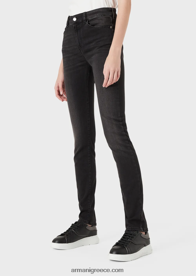 γυναίκες Armani j18 τζιν τζιν με ψηλόμεσο και στενό πέτρινο τζιν 4046R62772 μαύρος