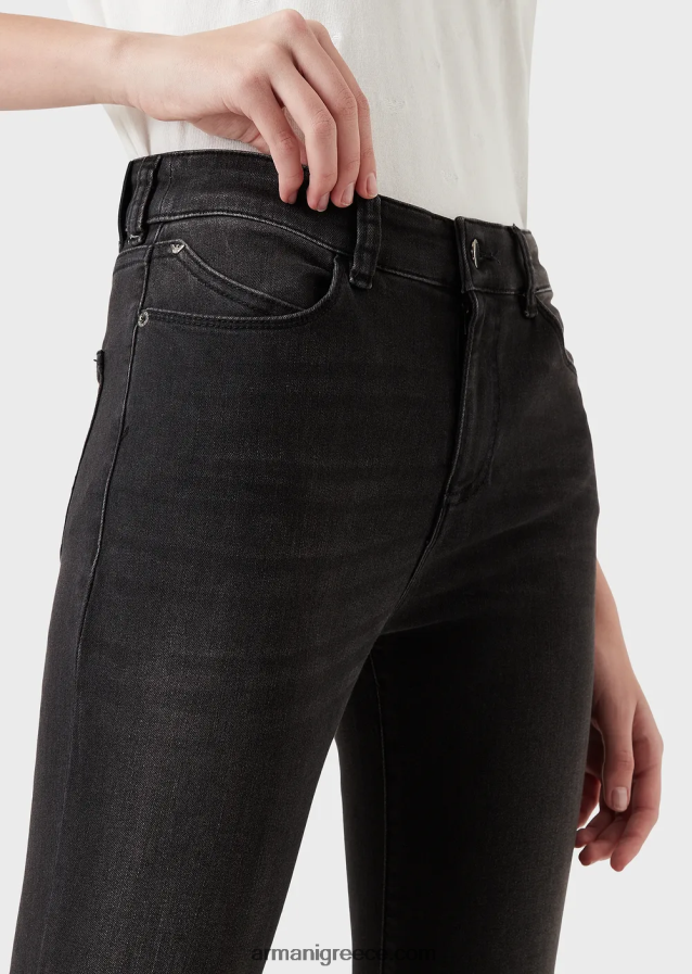 γυναίκες Armani j18 τζιν τζιν με ψηλόμεσο και στενό πέτρινο τζιν 4046R62772 μαύρος
