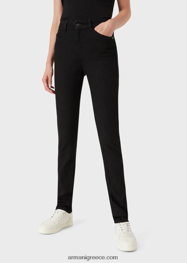 γυναίκες Armani j18 τζιν με ψηλόμεσο skinny-fit ξεπλυμένο comfort-τζιν 4046R62771 μαύρος