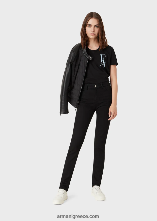 γυναίκες Armani j18 τζιν με ψηλόμεσο skinny-fit ξεπλυμένο comfort-τζιν 4046R62771 μαύρος