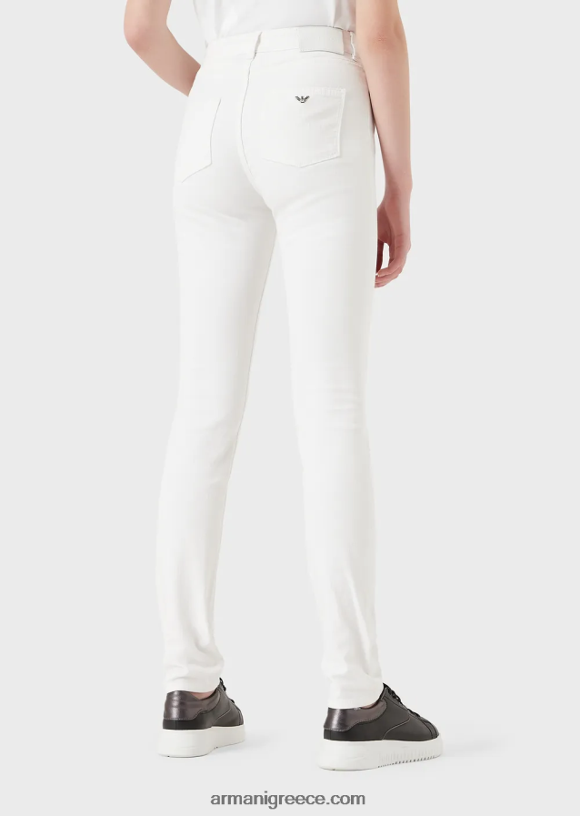 γυναίκες Armani j18 ψηλόμεσο skinny-leg τζιν σε comfort bull-denim 4046R62773 άσπρο