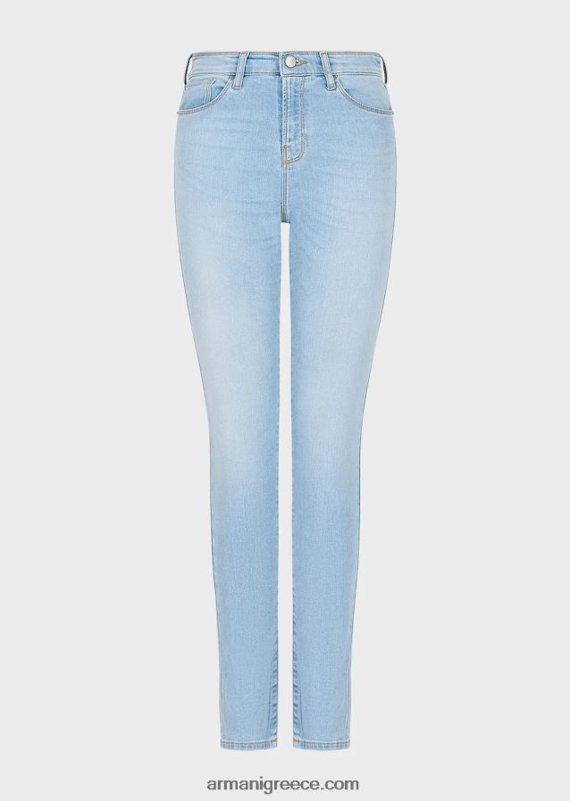 γυναίκες Armani j20 τζιν τζιν με ψηλόμεσο σούπερ κοκαλιάρικο ξεθωριασμένο τζιν 4046R62747 γαλάζιο