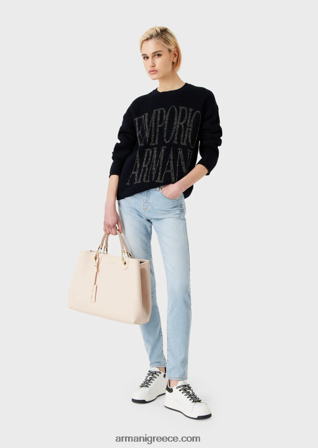 γυναίκες Armani j20 τζιν τζιν με ψηλόμεσο σούπερ κοκαλιάρικο ξεθωριασμένο τζιν 4046R62747 γαλάζιο