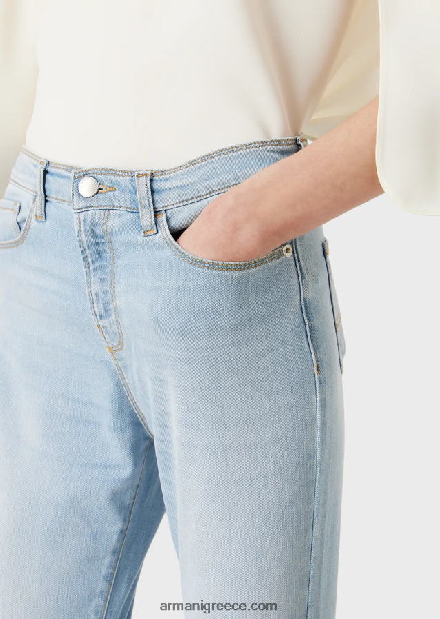 γυναίκες Armani j20 τζιν τζιν με ψηλόμεσο σούπερ κοκαλιάρικο ξεθωριασμένο τζιν 4046R62747 γαλάζιο