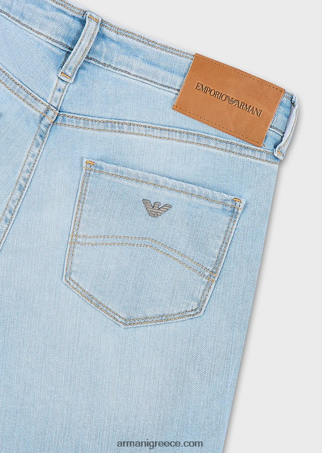 γυναίκες Armani j20 τζιν τζιν με ψηλόμεσο σούπερ κοκαλιάρικο ξεθωριασμένο τζιν 4046R62747 γαλάζιο