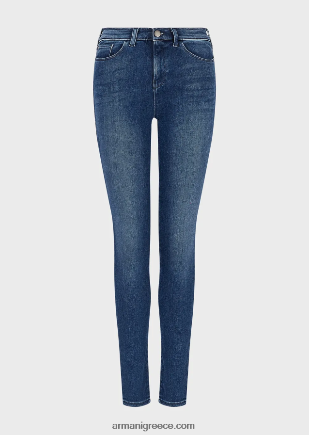 γυναίκες Armani j20 ψηλόμεσο τζιν τζιν με σούπερ πέτρινη εφαρμογή 4046R62749 μέτριο μπλε
