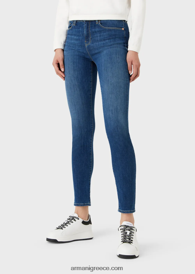 γυναίκες Armani j20 ψηλόμεσο, σούπερ στενό τζιν σε τζιν τεντσελ 4046R62750 σκούρο μπλε