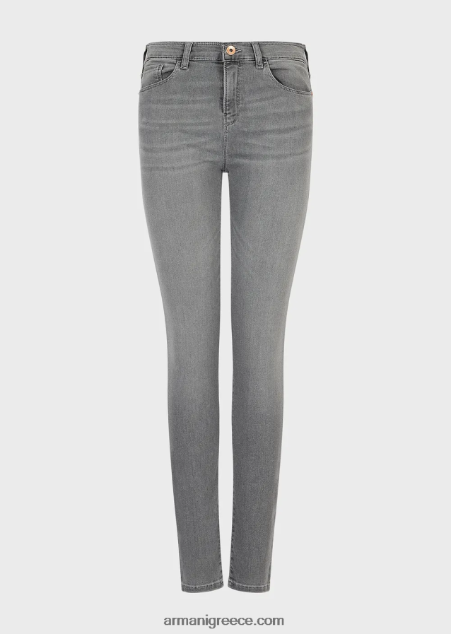 γυναίκες Armani j20 ψηλόμεσο, σούπερ στενό τζιν σε τζιν τεντσελ 4046R62751 γκρί