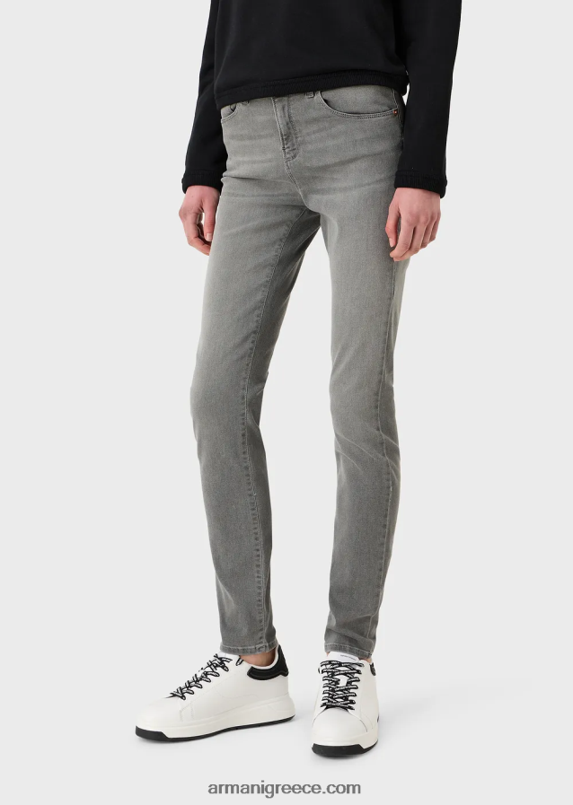 γυναίκες Armani j20 ψηλόμεσο, σούπερ στενό τζιν σε τζιν τεντσελ 4046R62751 γκρί