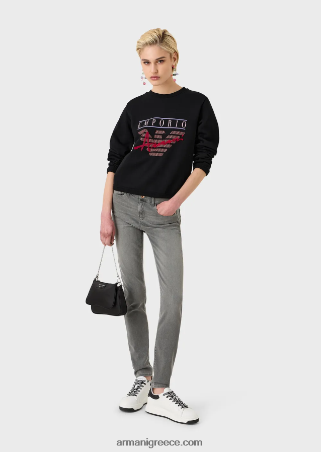 γυναίκες Armani j20 ψηλόμεσο, σούπερ στενό τζιν σε τζιν τεντσελ 4046R62751 γκρί