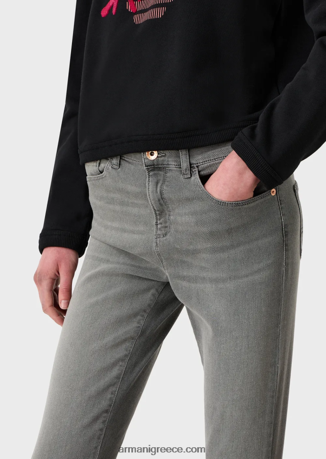 γυναίκες Armani j20 ψηλόμεσο, σούπερ στενό τζιν σε τζιν τεντσελ 4046R62751 γκρί