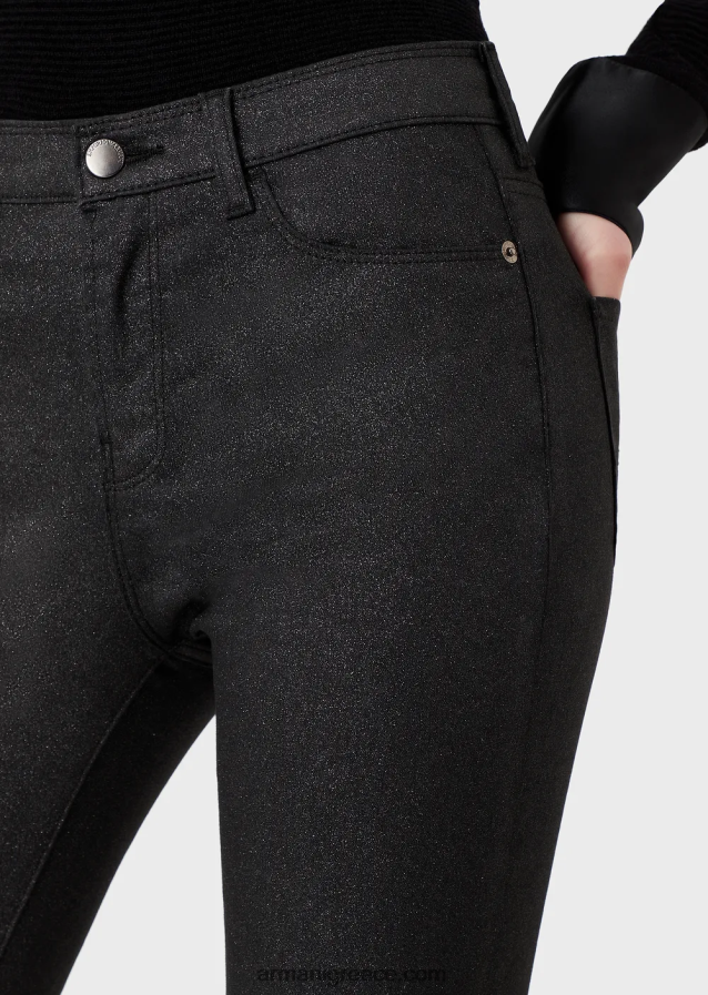 γυναίκες Armani j20 ψηλόμεσο, σούπερ κοκαλιάρικο τζιν τζιν με γκλίτερ 4046R62752 μαύρος