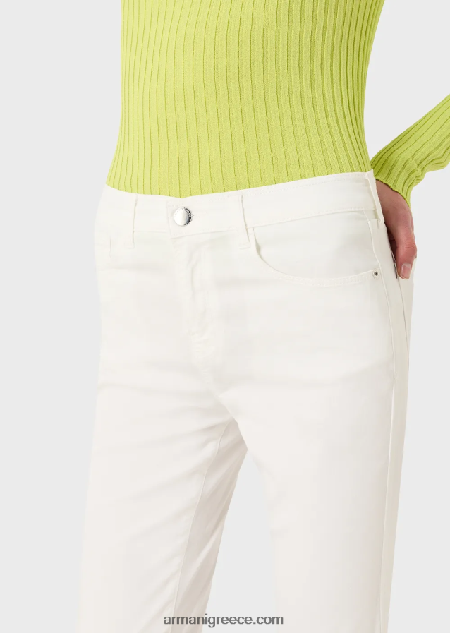 γυναίκες Armani j20 ψηλόμεσο σούπερ στενό τζιν σε τζιν άνεσης βαμμένο με ορυκτά ρούχα 4046R62753 άσπρο