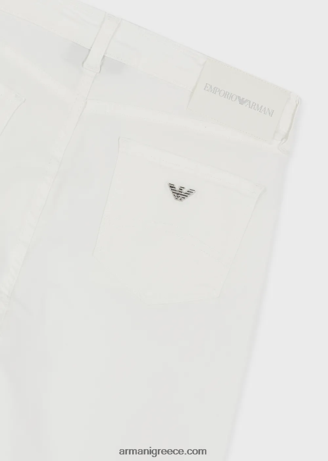 γυναίκες Armani j20 ψηλόμεσο σούπερ στενό τζιν σε τζιν άνεσης βαμμένο με ορυκτά ρούχα 4046R62753 άσπρο