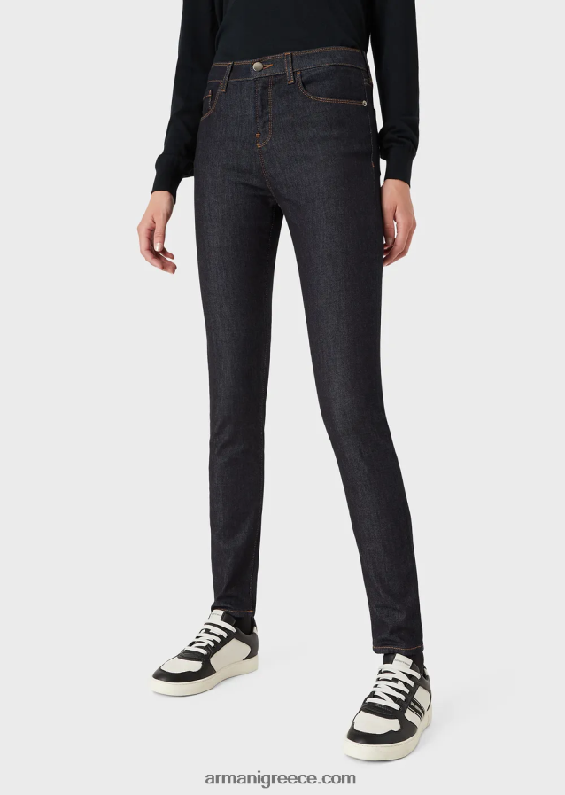 γυναίκες Armani Τζιν j20 με ψηλόμεσο, σούπερ στενό τζιν σε τζιν μερσερίντ 4046R62769 ναυτικό μπλε